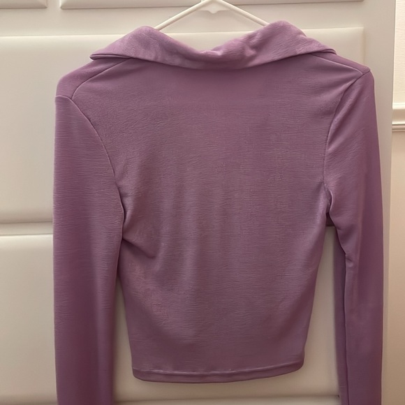 Colorful Natalie CALL IT QUITS PURPLE BUTTON DOWN LONG SLEEVE - Picture 4 of 5